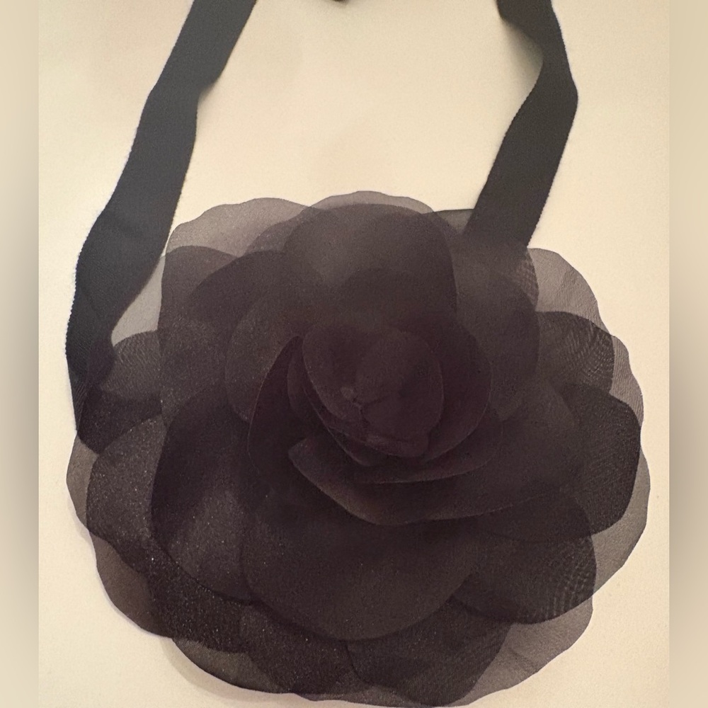 Cynthia Rowley Black Chiffon Floral Accessory